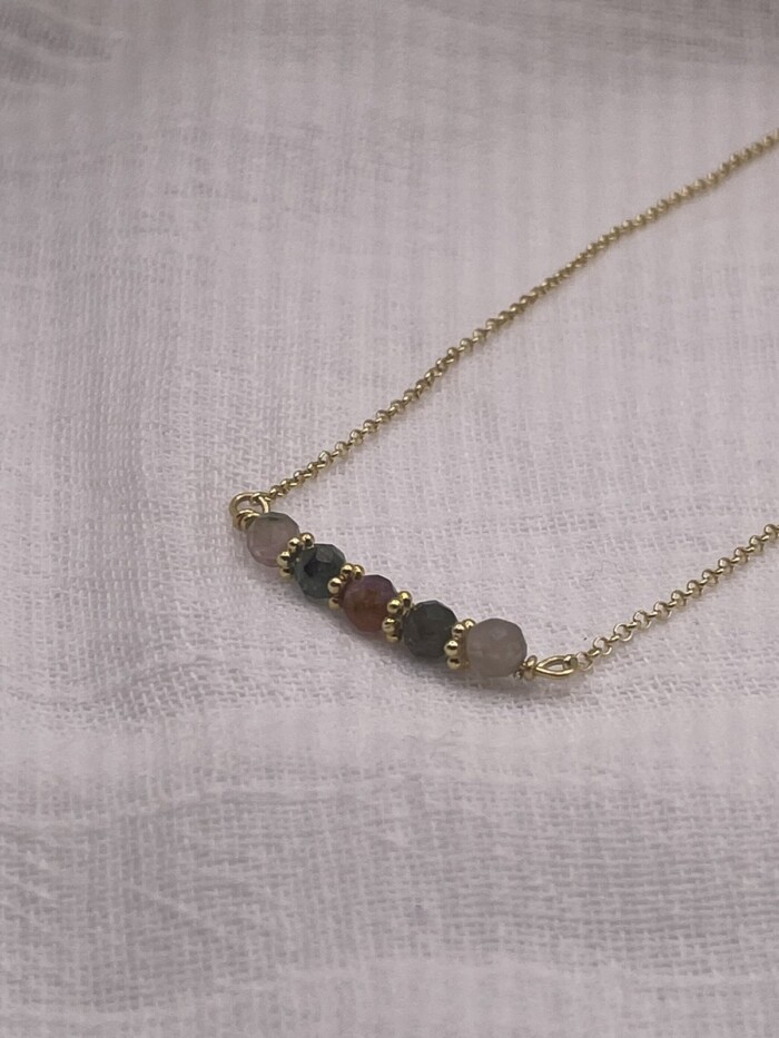 Τουρμαλίνη Χειροποίητο Κολιέ Χρυσό