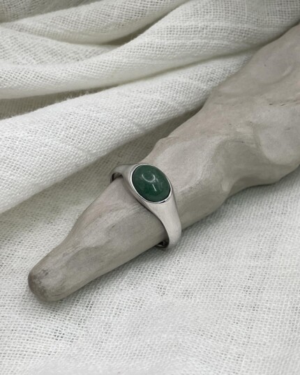 Stone Agate Δαχτυλίδι Ασημένιο