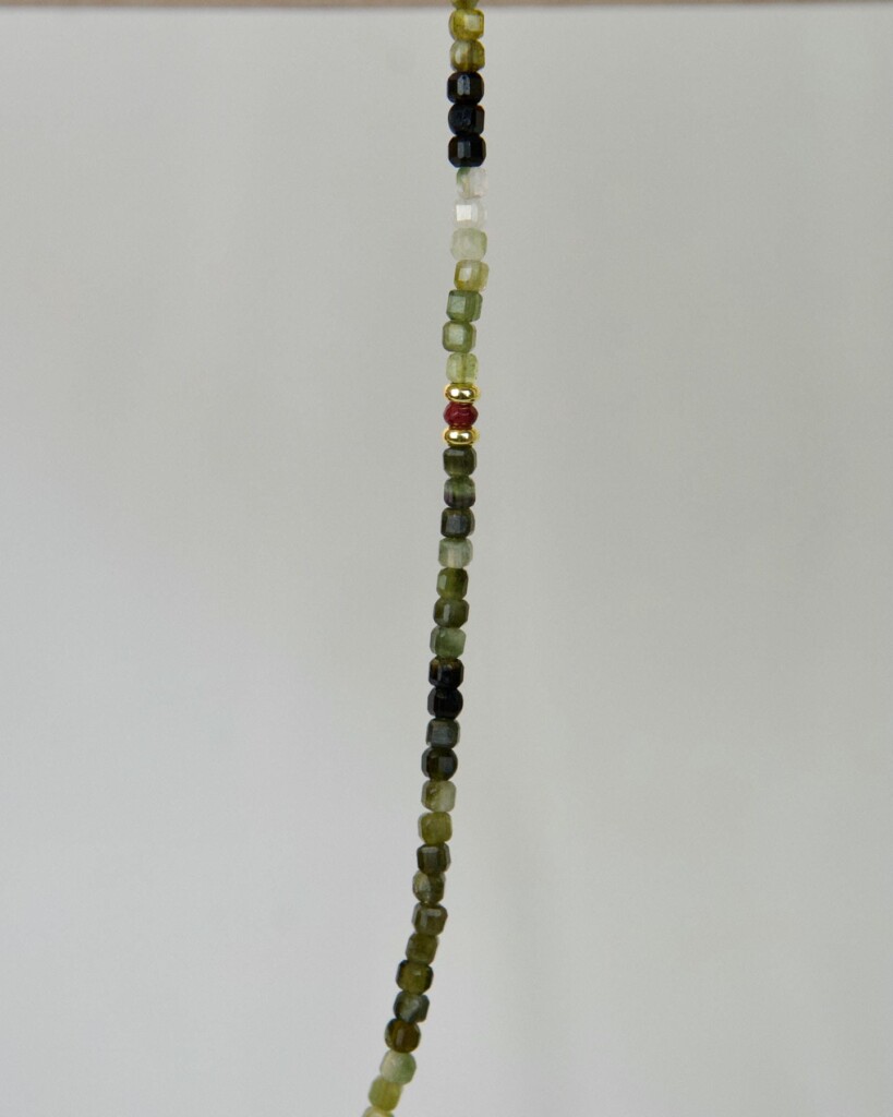 Green Tourmaline Χειροποίητο Κολιέ Χρυσό