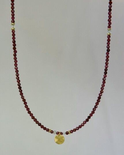 Garnet Χειροποίητο Κολιέ Χρυσό
