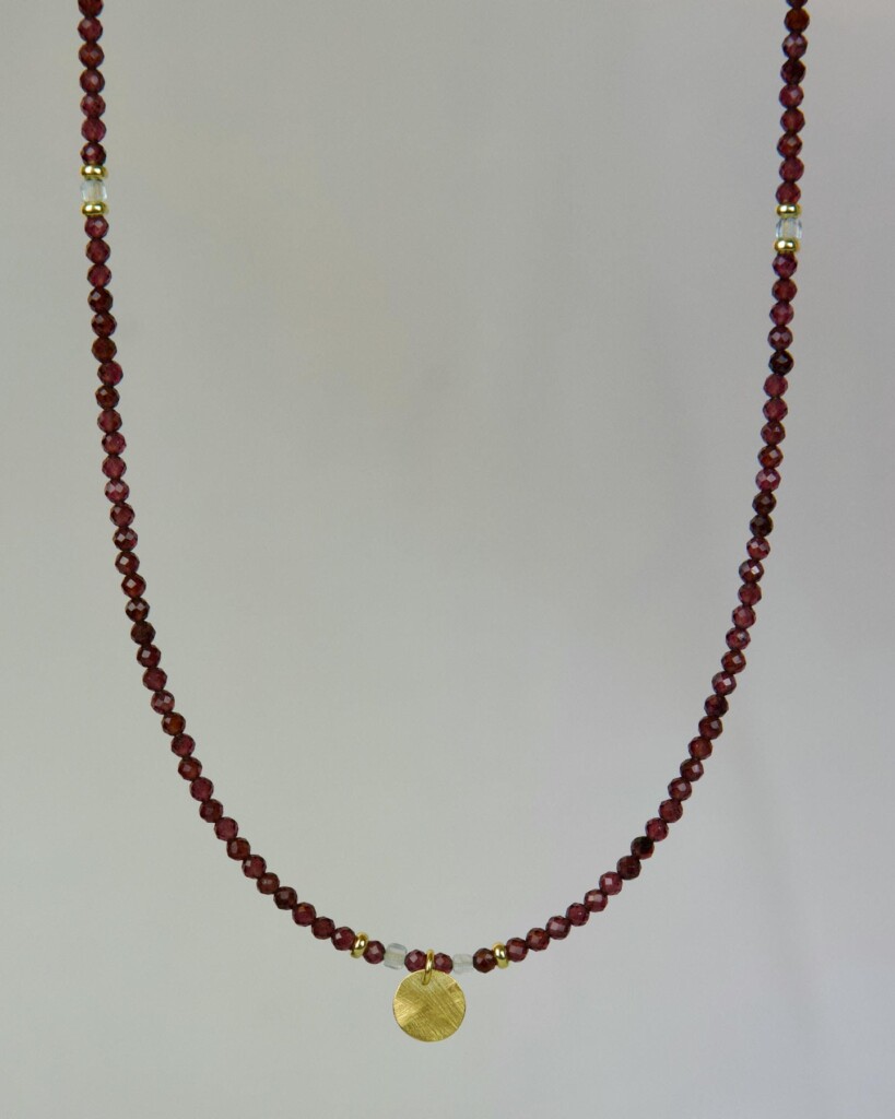 Garnet Χειροποίητο Κολιέ Χρυσό
