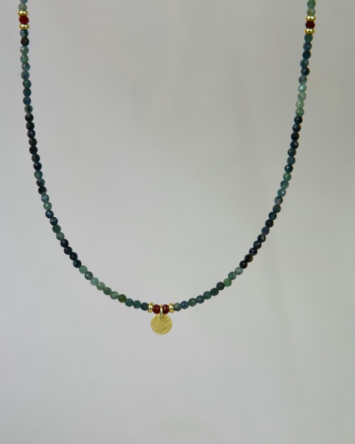 Blue Tourmaline Χειροποίητο Κολιέ Χρυσό