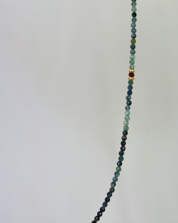 Blue Tourmaline Χειροποίητο Κολιέ Χρυσό