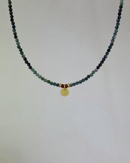 Blue Tourmaline Χειροποίητο Κολιέ Χρυσό