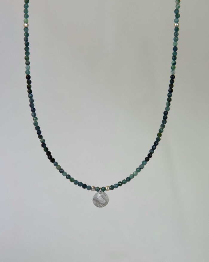 Blue Tourmaline Χειροποίητο Κολιέ Ασήμι