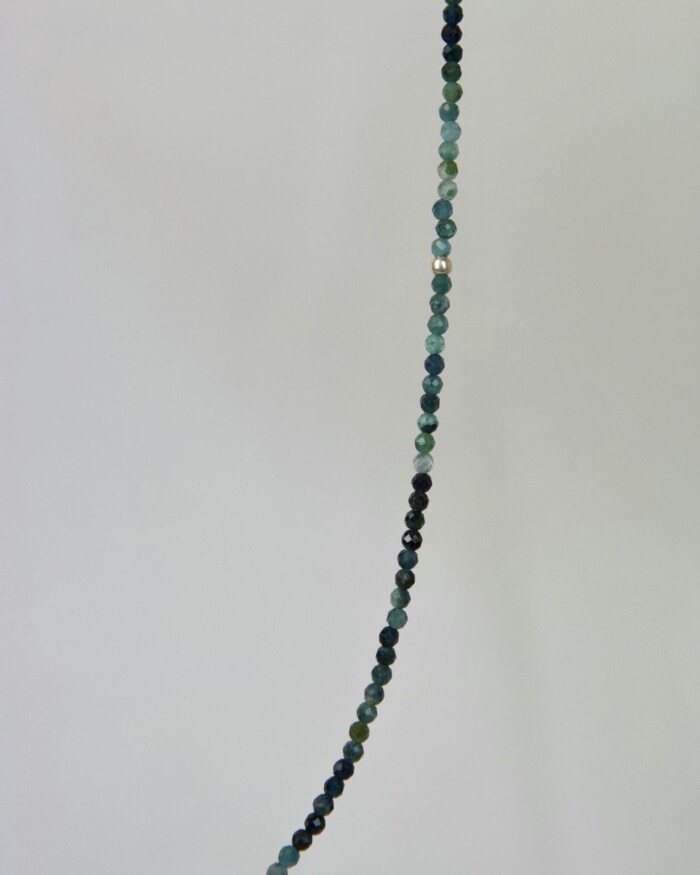 Blue Tourmaline Χειροποίητο Κολιέ Ασήμι