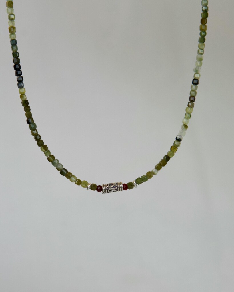 Green Tourmaline Χειροποίητο Κολιέ Ασήμι