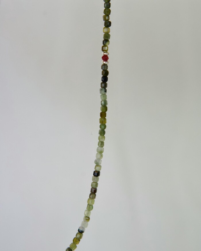 Green Tourmaline Χειροποίητο Κολιέ Ασήμι