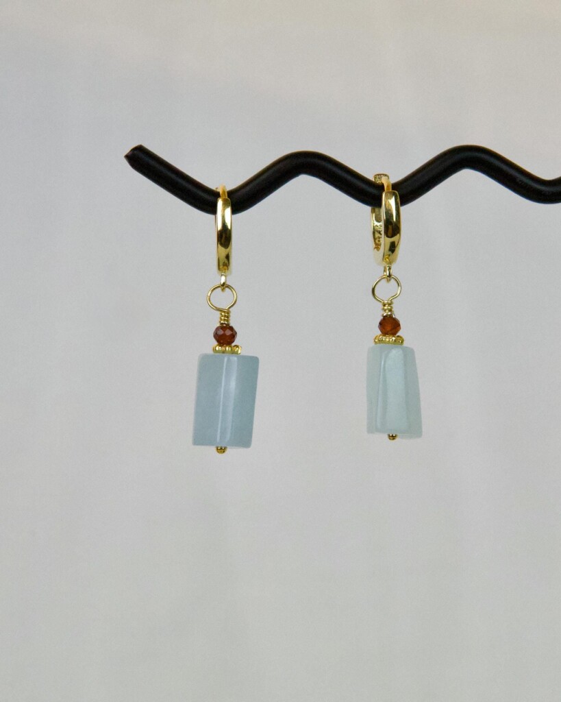 "Aqua Marina" χειροποίητα σκουλαρίκια χρυσά