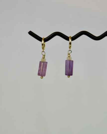 Αμέθυστος Χειροποίητα Σκουλαρίκια Χρυσά