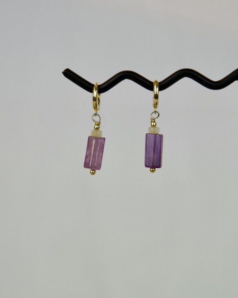Αμέθυστος Χειροποίητα Σκουλαρίκια Χρυσά