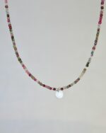 Watermelon Tourmaline Χειροποίητο Κολιέ Ασήμι