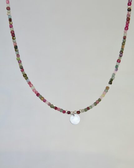 Watermelon Tourmaline Χειροποίητο Κολιέ Ασήμι