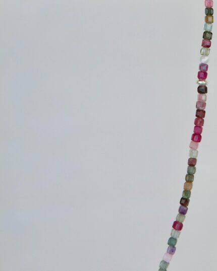 Watermelon Tourmaline Χειροποίητο Κολιέ Ασήμι