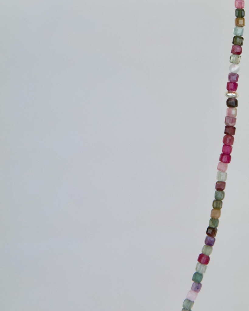 Watermelon Tourmaline Χειροποίητο Κολιέ Ασήμι