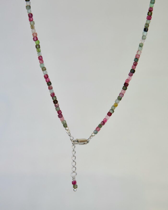 Watermelon Tourmaline Χειροποίητο Κολιέ Ασήμι