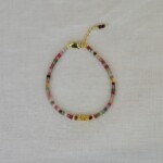 Watermelon Tourmaline Χειροποίητο Βραχιόλι Ασήμι