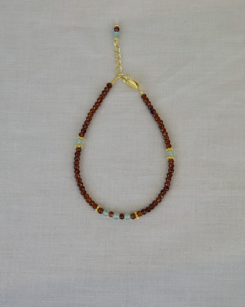 Brown Garnet Χειροποίητο Βραχιόλι Χρυσό