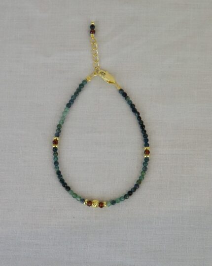 Blue Tourmaline Χειροποίητο Βραχιόλι Χρυσό