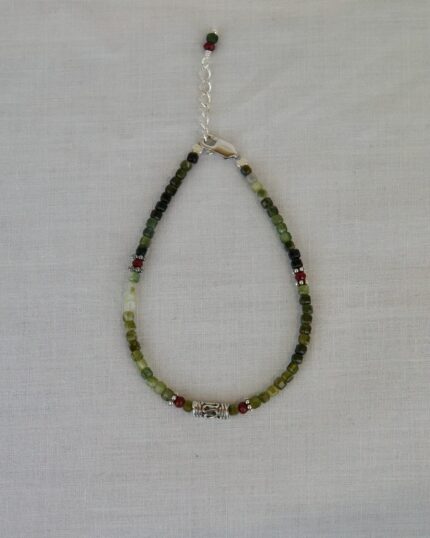 Green Tourmaline Χειροποίητο Βραχιόλι Ασήμι