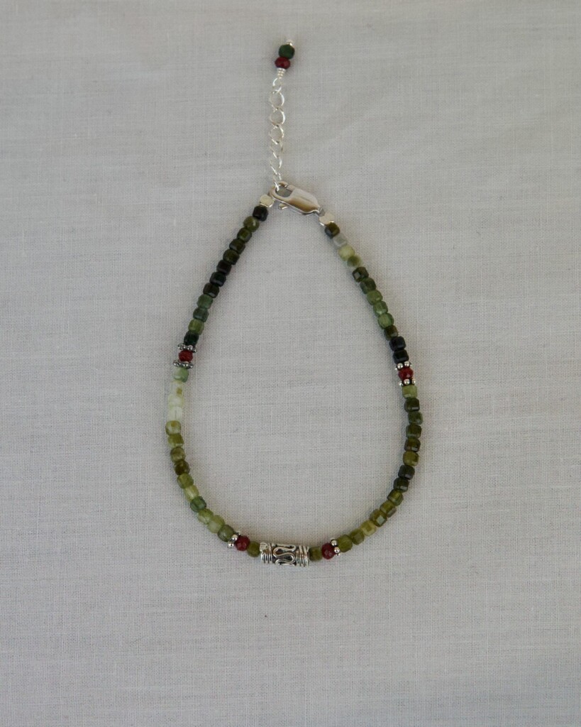 Green Tourmaline Χειροποίητο Βραχιόλι Ασήμι