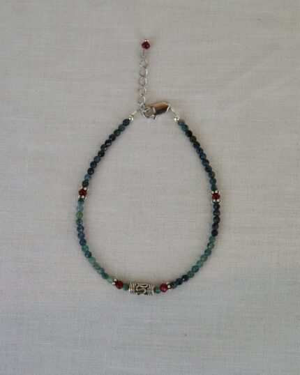 Blue Tourmaline Χειροποίητο Βραχιόλι Ασήμι