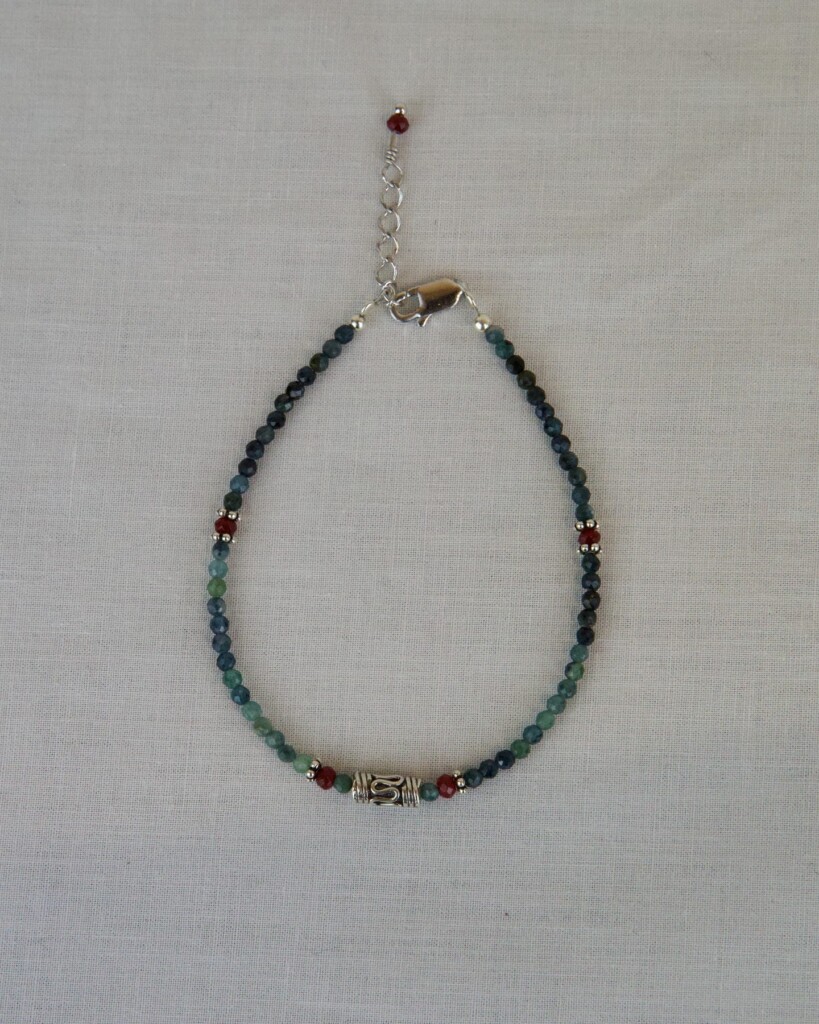 Blue Tourmaline Χειροποίητο Βραχιόλι Ασήμι