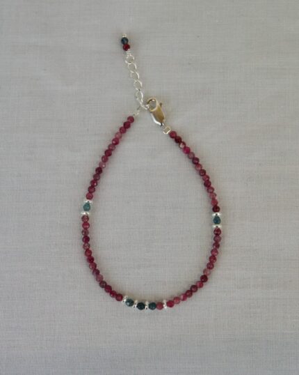 Ρουμπίνι Χειροποίητο Βραχιόλι Ασήμι