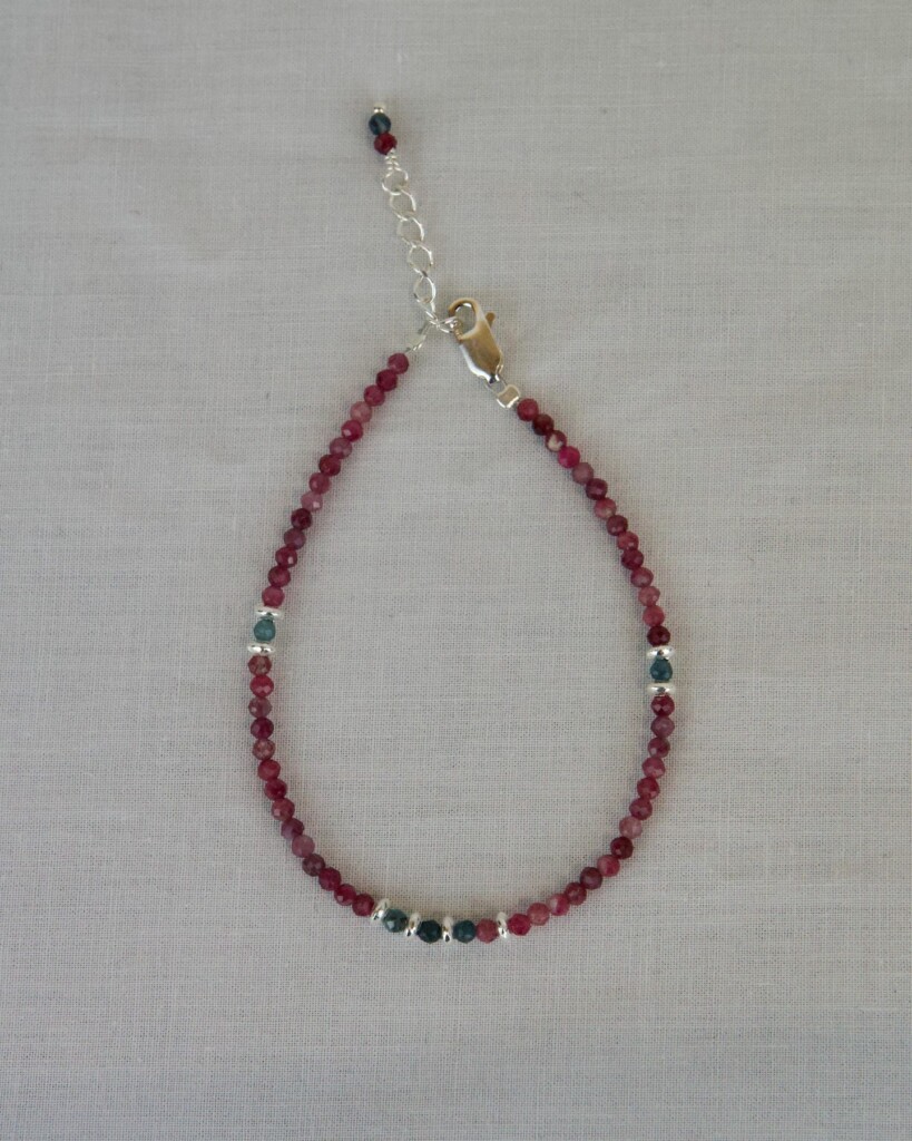 Ρουμπίνι Χειροποίητο Βραχιόλι Ασήμι