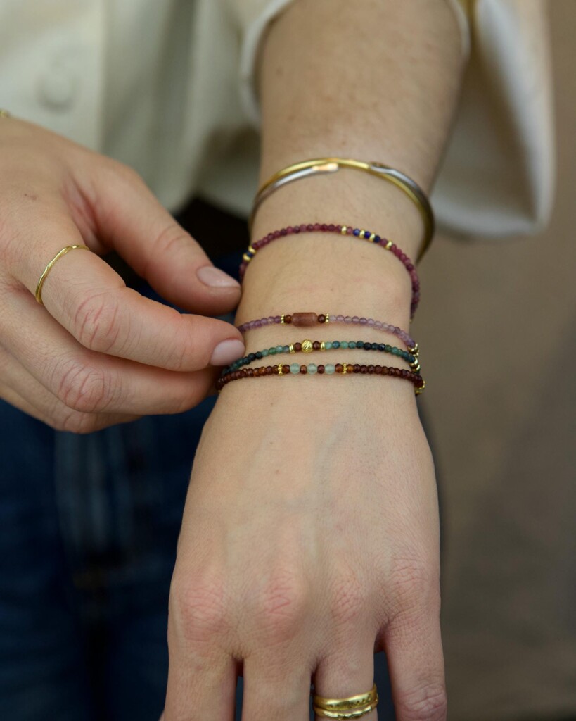 Brown Garnet Χειροποίητο Βραχιόλι Χρυσό