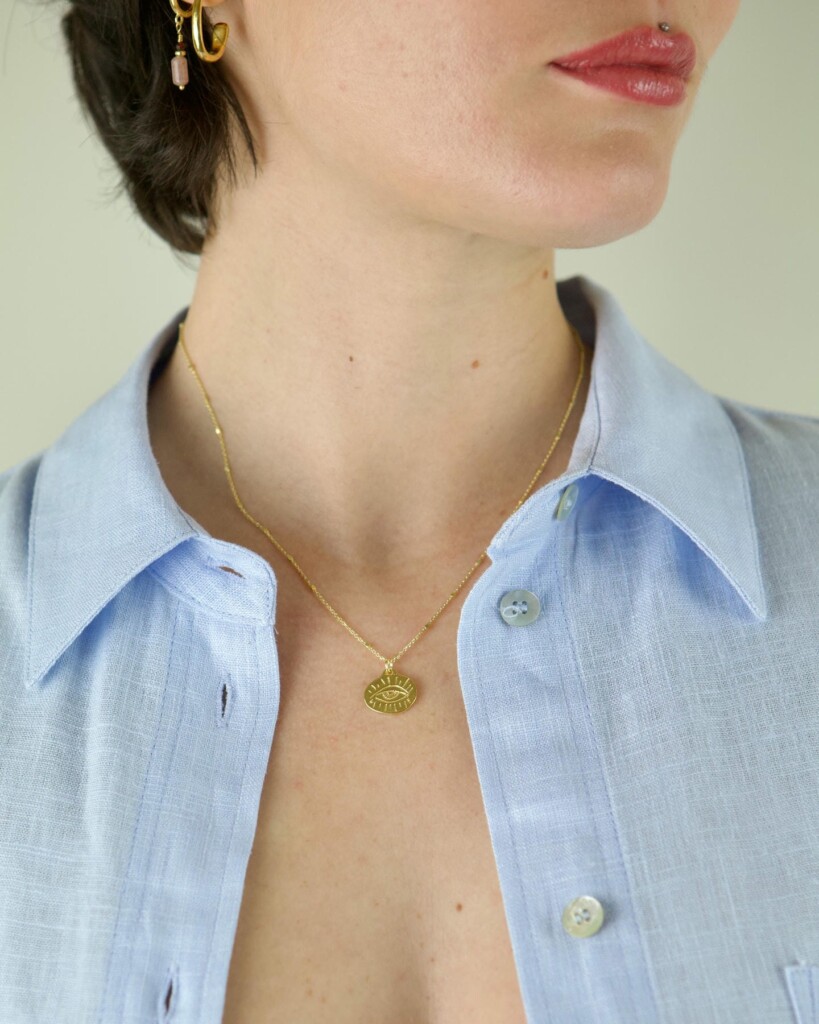 "Evil Eye" Χειροποίητο κολιέ χρυσό