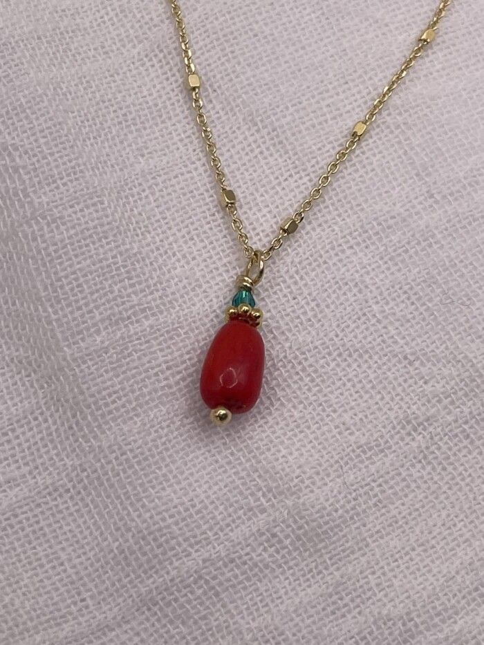 Κοράλλι Χειροποίητο Κολιέ Χρυσό