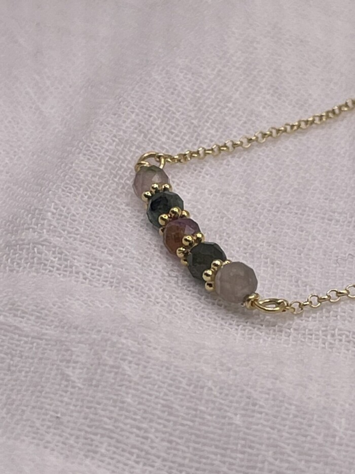 Τουρμαλίνη Χειροποίητο Κολιέ Χρυσό