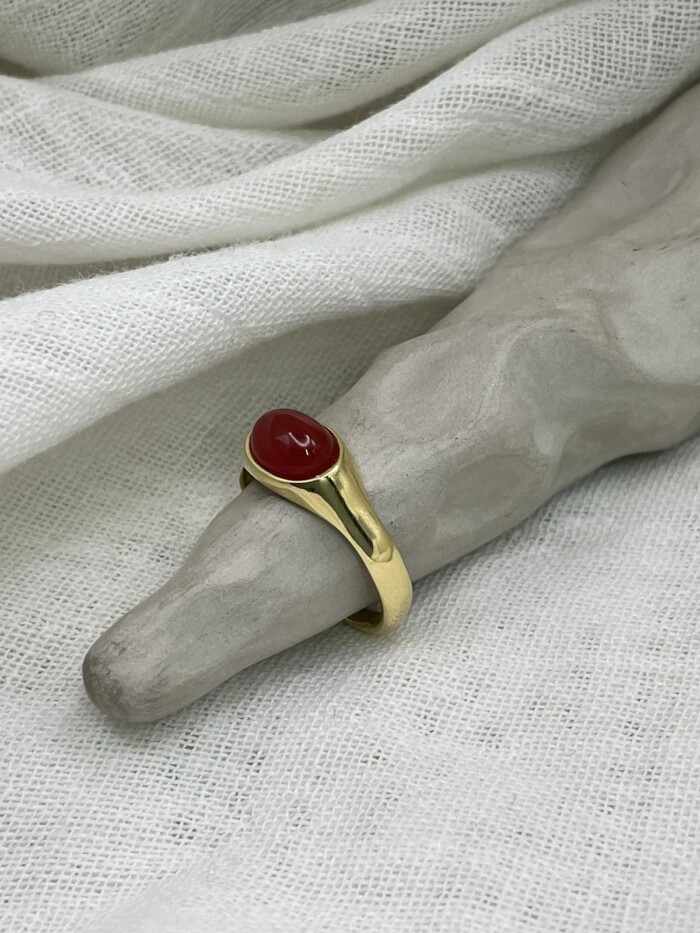 Stone Carnelian Δαχτυλίδι Χρυσό