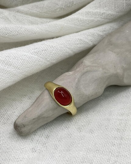 Stone Carnelian Δαχτυλίδι Χρυσό