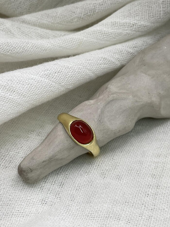 Stone Carnelian Δαχτυλίδι Χρυσό