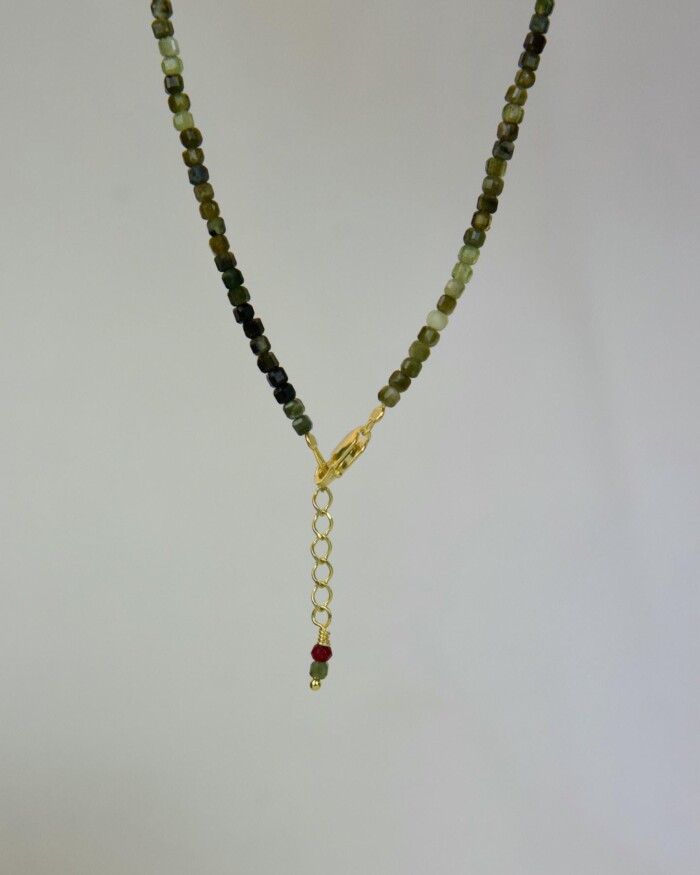 Green Tourmaline Χειροποίητο Κολιέ Χρυσό