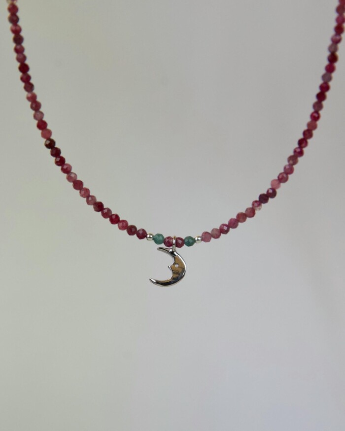 Ρουμπίνι Χειροποίητο Κολιέ Ασήμι