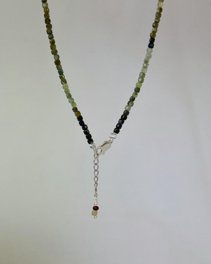 Green Tourmaline Χειροποίητο Κολιέ Ασήμι