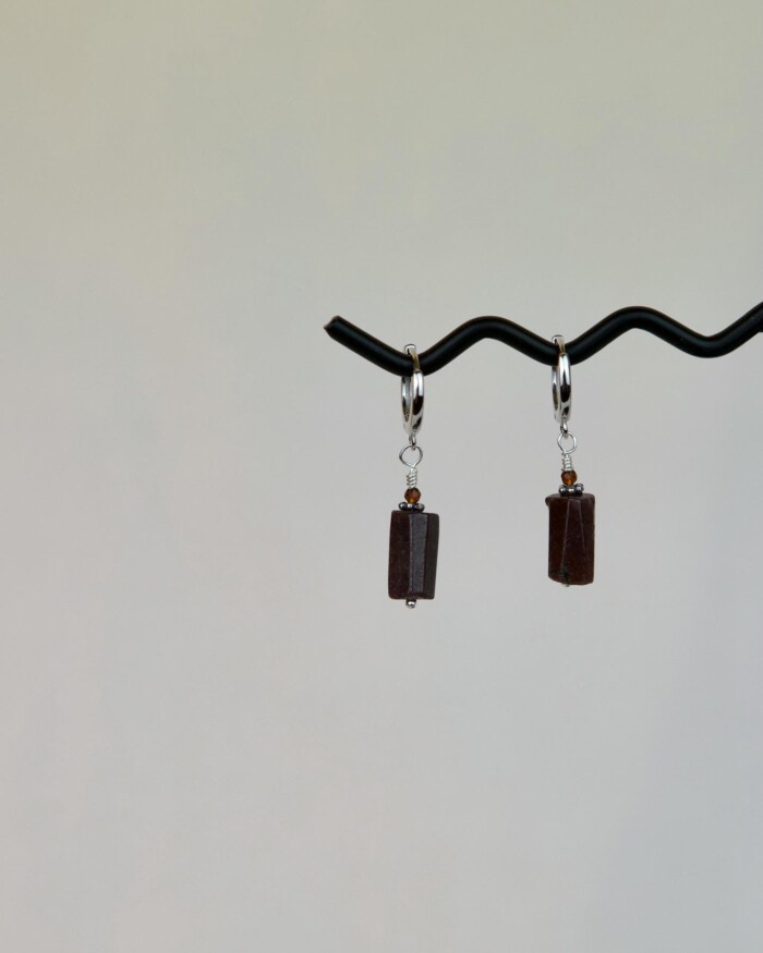 Γρανάτης Χειροποίητα Σκουλαρίκια Ασήμι