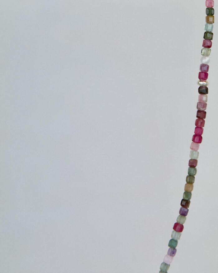 Watermelon Tourmaline Χειροποίητο Κολιέ Ασήμι