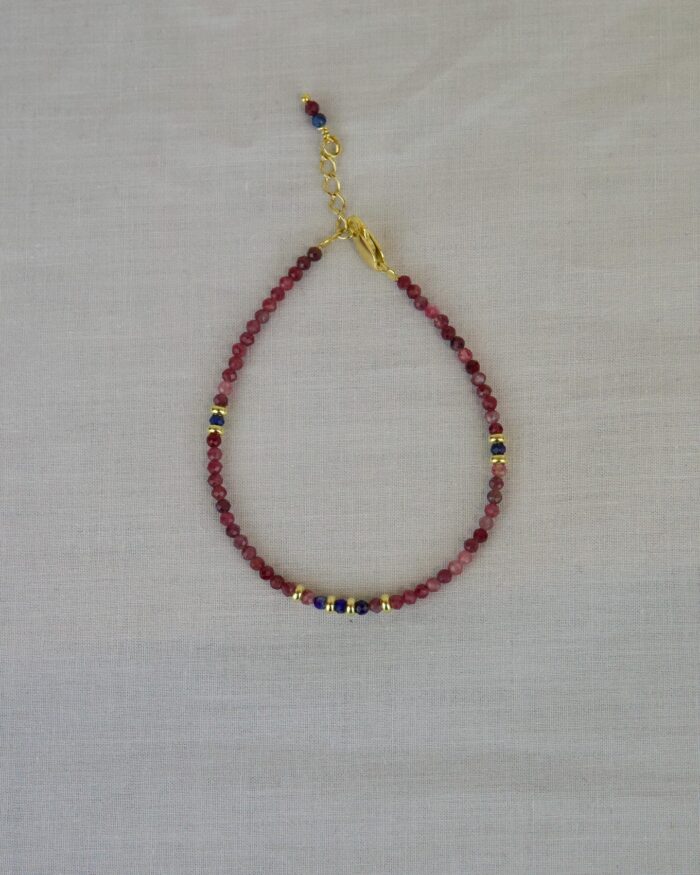 Ρουμπίνι Χειροποίητο Βραχιόλι Xρυσό