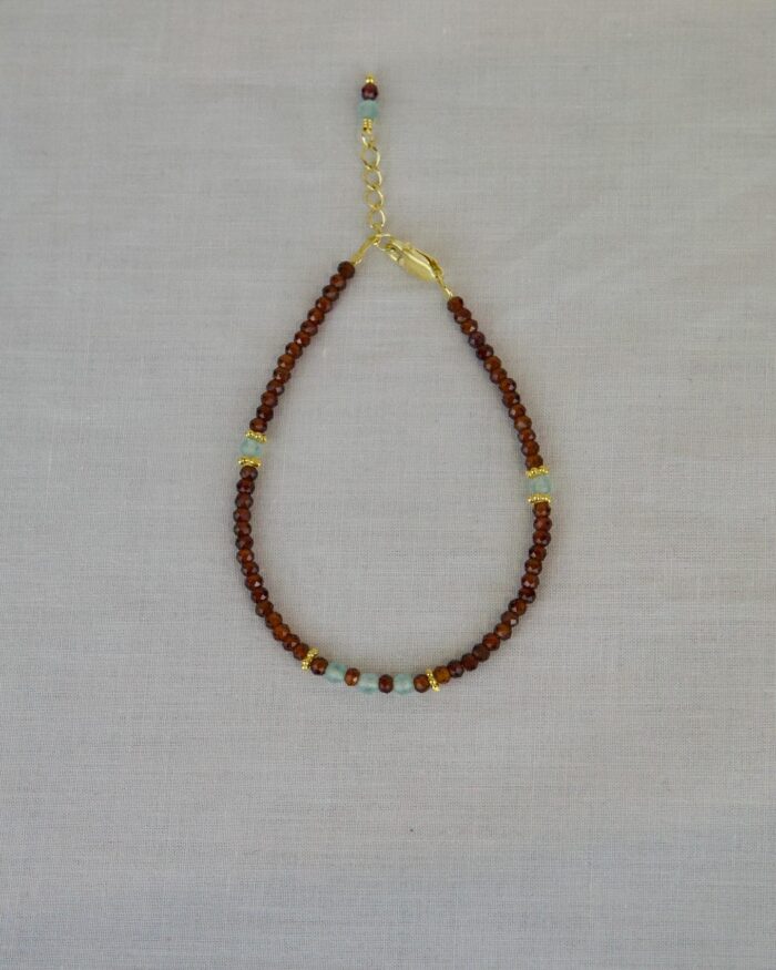 Brown Garnet Χειροποίητο Βραχιόλι Χρυσό