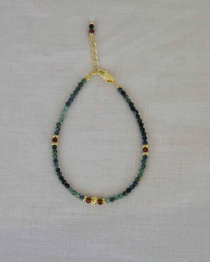 Blue Tourmaline Χειροποίητο Βραχιόλι Χρυσό