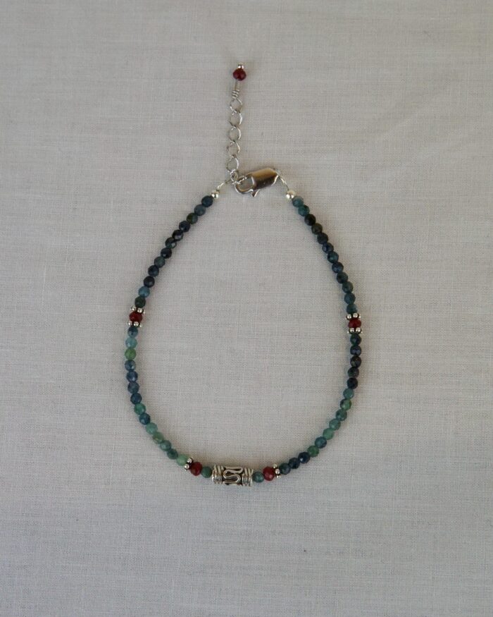 Blue Tourmaline Χειροποίητο Βραχιόλι Ασήμι