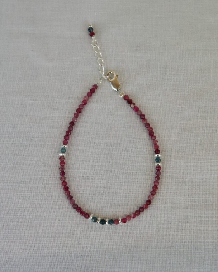 Ρουμπίνι Χειροποίητο Βραχιόλι Ασήμι