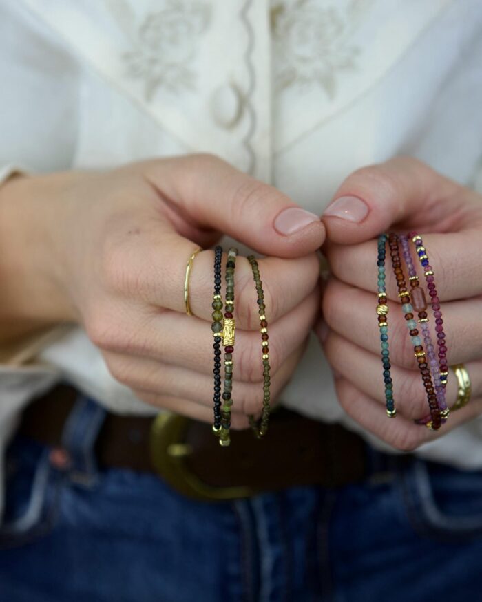 Blue Tourmaline Χειροποίητο Βραχιόλι Χρυσό