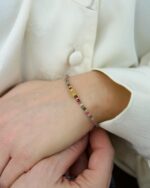 Watermelon Tourmaline Χειροποίητο Βραχιόλι Χρυσό